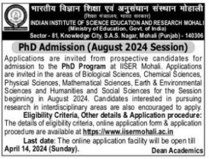 INDIAN INSTITUTE OF SCIENCE EDUCATION AND RESEARCH MOHALI - Facultytub