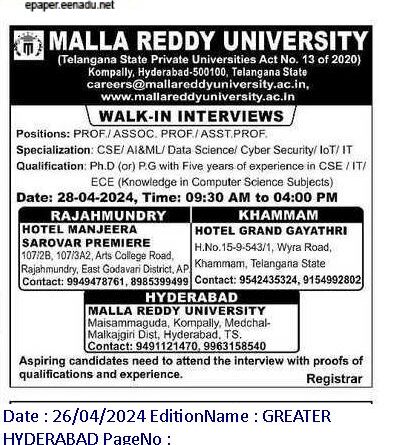 Malla Reddy University Hyderabad