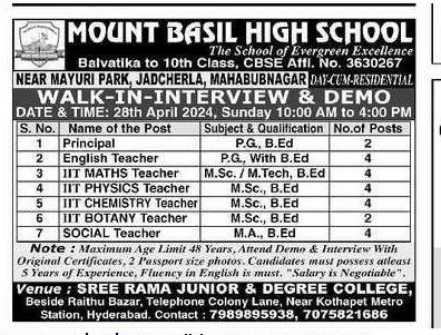 Mount Basil High School Mahbubnagar