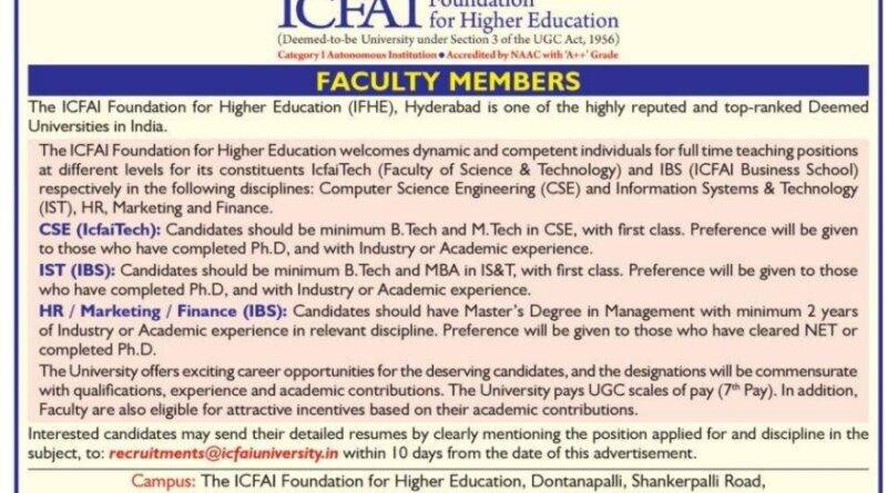 The ICFAI Foundation for Higher Education (IFHE)