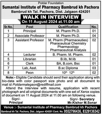 Sumantai Institute of Pharmacy Bambrud Kh Pachora
